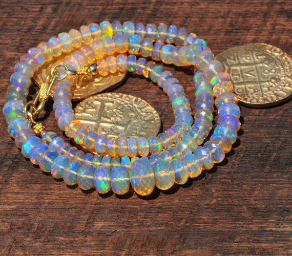 Faceted Opal Bead Necklace – Gold Handmade Jewelry | Ancient Roads Jewelry