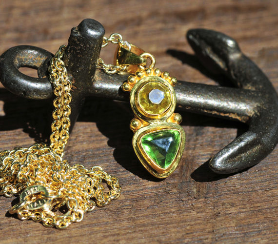 Mali Garnet & Chrome Tourmaline – Gold Pendant – Gold Handmade Jewelry ...