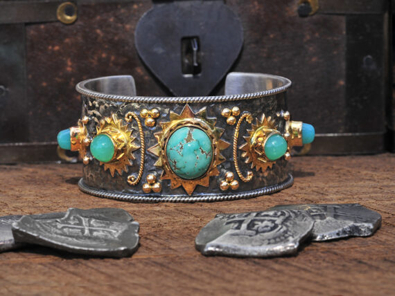 Carico Lake Turquoise, Chrysoprase & Gem Silica Cuff Bracelet