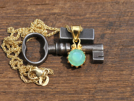 Blue Opal & Gold Pendant