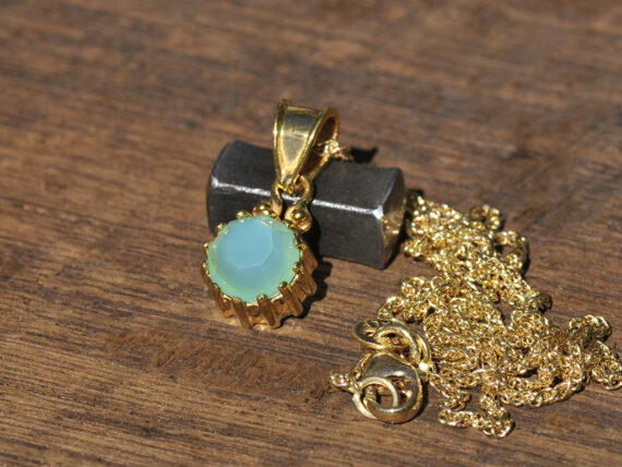 Blue Opal & Gold Pendant