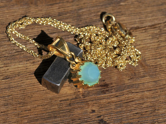 Blue Opal & Gold Pendant