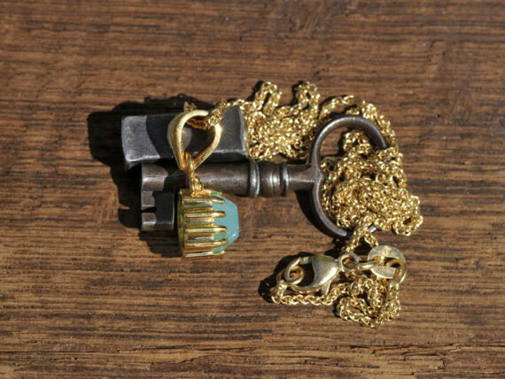 Blue Opal & Gold Pendant