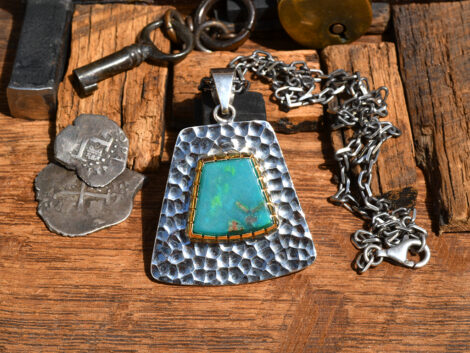 Gem Silica, Sterling Silver & Gold Pendant