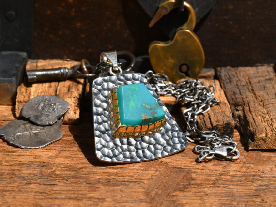 Gem Silica, Sterling Silver & Gold Pendant