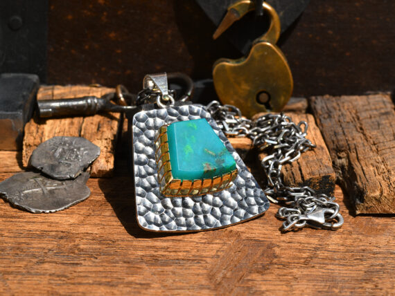 Gem Silica, Sterling Silver & Gold Pendant