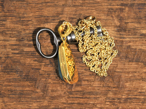 Gem Silica & Gold Pendant