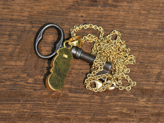 Gem Silica & Green Tourmaline - Gold Pendant