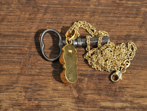Gem Silica & Green Tourmaline - Gold Pendant