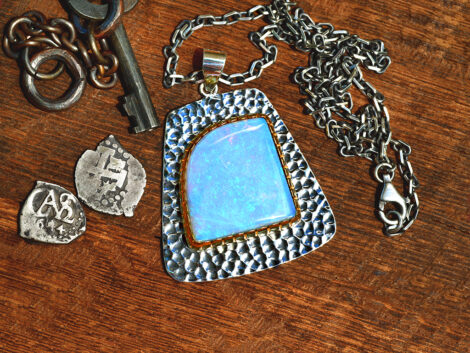 Australian Opal, Sterling Silver & Gold Pendant