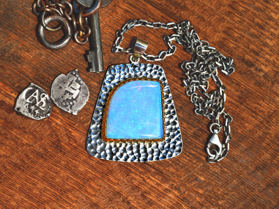 Australian Opal, Sterling Silver & Gold Pendant