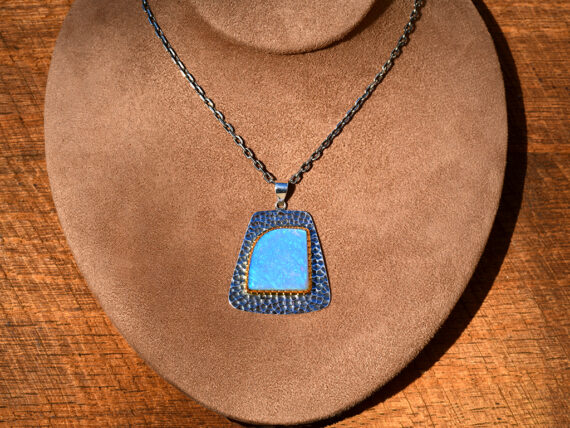 Australian Opal, Sterling Silver & Gold Pendant