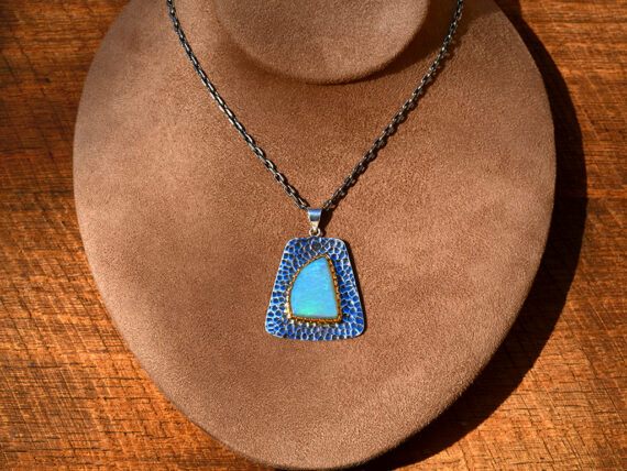 Australian Opal, Sterling Silver & Gold Pendant