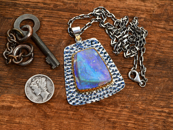 Australian Opal, Sterling Silver & Gold Pendant