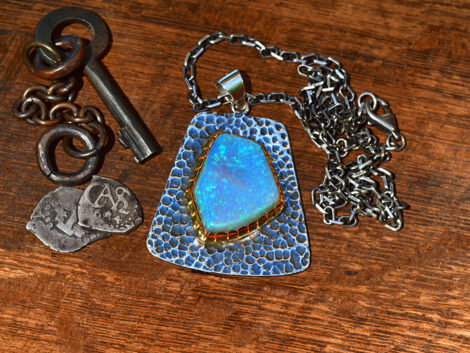Australian Opal, Sterling Silver & Gold Pendant