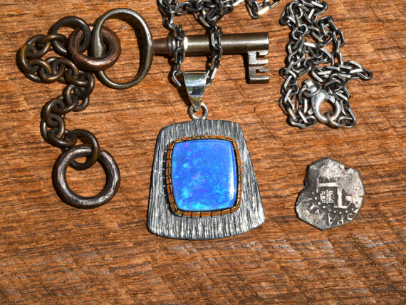 Australian Opal, Sterling Silver & Gold Pendant