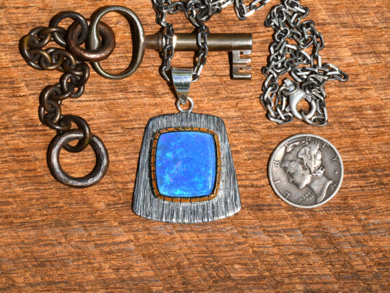 Australian Opal, Sterling Silver & Gold Pendant