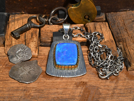Australian Opal, Sterling Silver & Gold Pendant