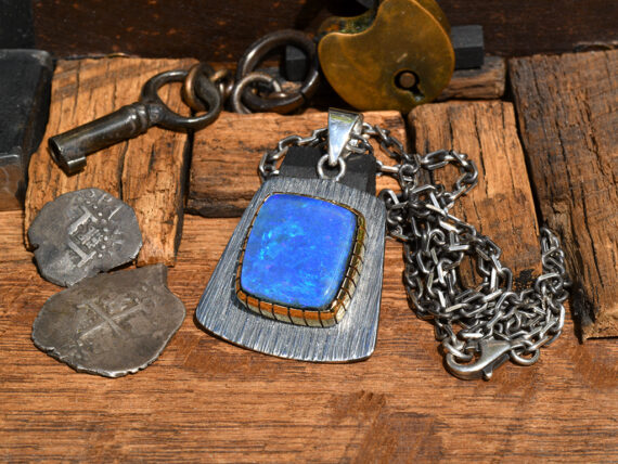 Australian Opal, Sterling Silver & Gold Pendant