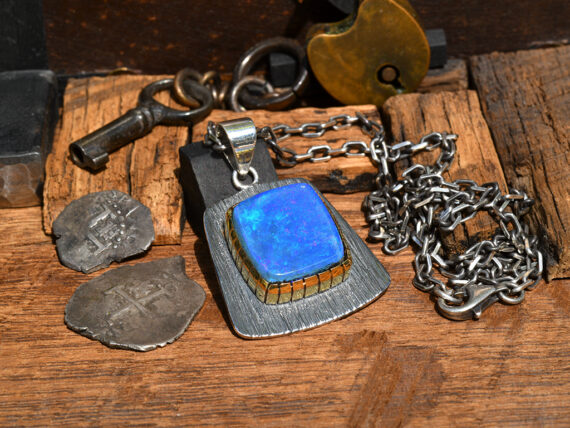 Australian Opal, Sterling Silver & Gold Pendant