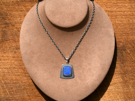 Australian Opal, Sterling Silver & Gold Pendant