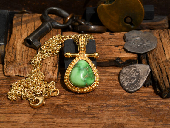 Carico Lake Turquoise & Gold Pendant