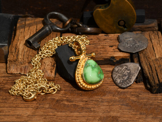 Carico Lake Turquoise & Gold Pendant