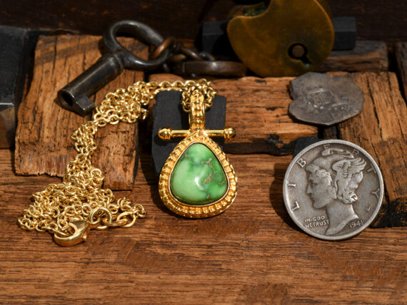 Carico Lake Turquoise & Gold Pendant