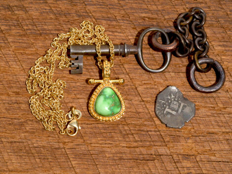 Carico Lake Turquoise & Gold Pendant