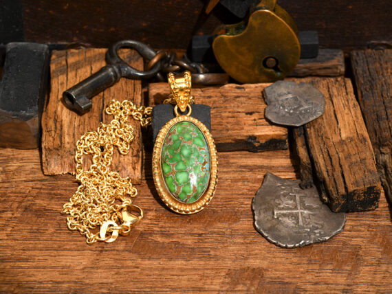 Carico Lake Turquoise & Gold Pendant