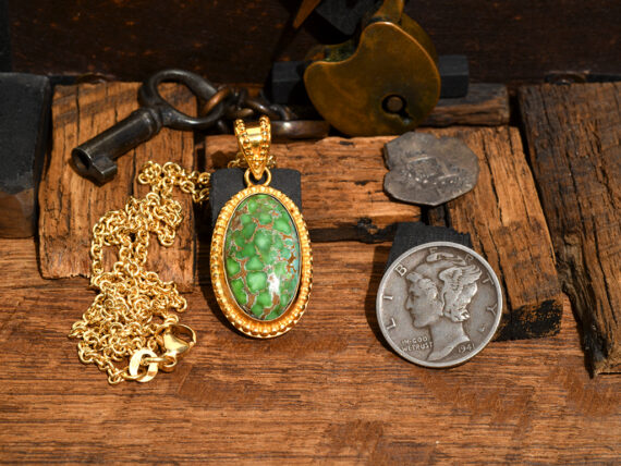 Carico Lake Turquoise & Gold Pendant