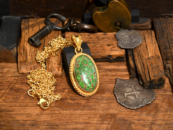 Carico Lake Turquoise & Gold Pendant