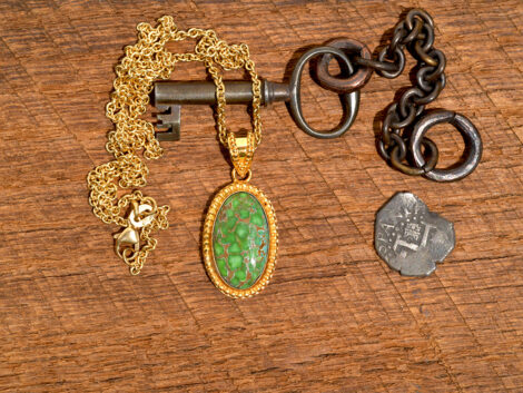 Carico Lake Turquoise & Gold Pendant