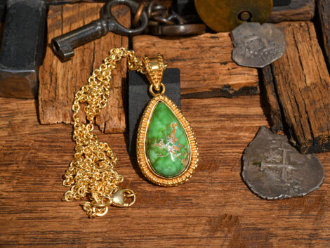 Carico Lake Turquoise & Gold Pendant