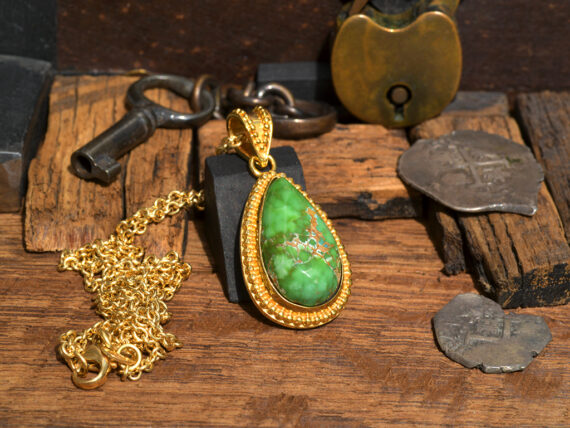 Carico Lake Turquoise & Gold Pendant