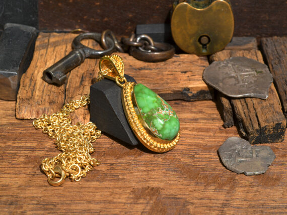 Carico Lake Turquoise & Gold Pendant