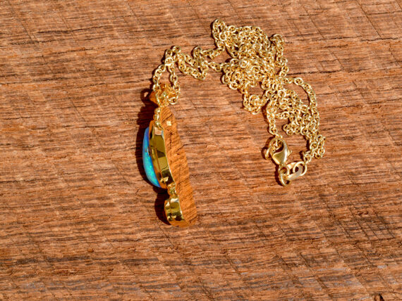 Australian Opal & Green Tourmaline - Gold Pendant