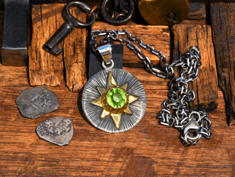 Peridot, Sterling Silver & Gold Pendant