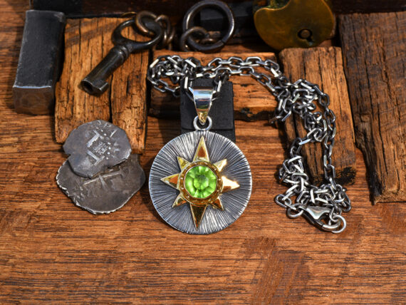 Peridot, Sterling Silver & Gold Pendant
