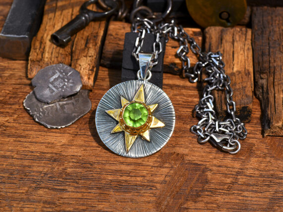 Peridot, Sterling Silver & Gold Pendant