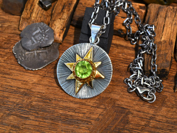 Peridot, Sterling Silver & Gold Pendant