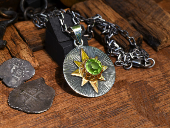 Peridot, Sterling Silver & Gold Pendant