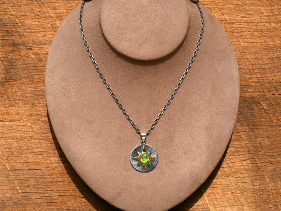 Peridot, Sterling Silver & Gold Pendant