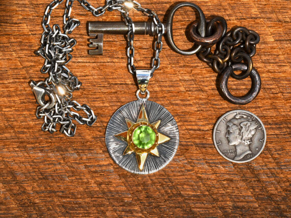 Peridot, Sterling Silver & Gold Pendant