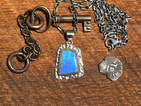 Australian Opal, Sterling Silver & Gold Pendant