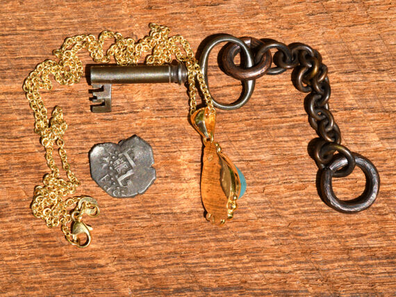 Gem Silica & Gold Pendant