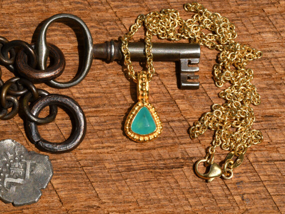 Gem Silica & Gold Pendant