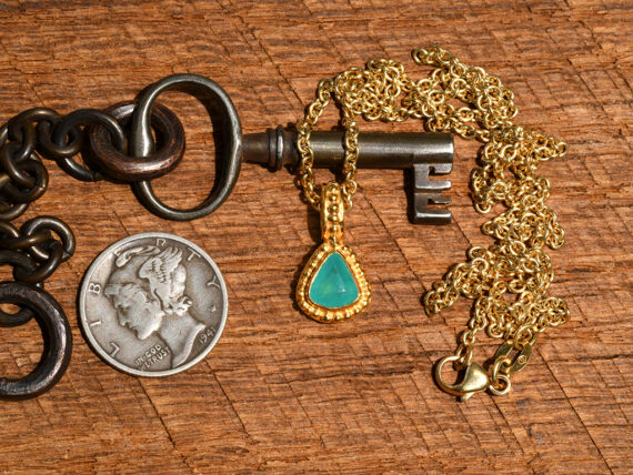 Gem Silica & Gold Pendant