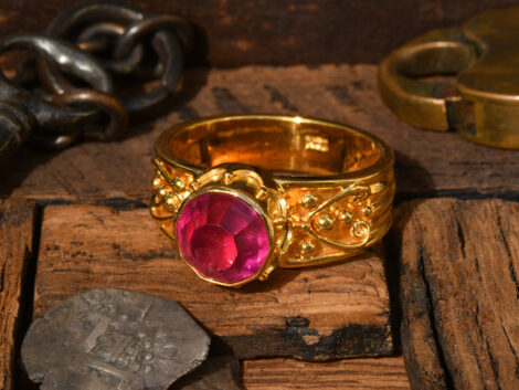 Red-Pink Tourmaline & Gold Ring
