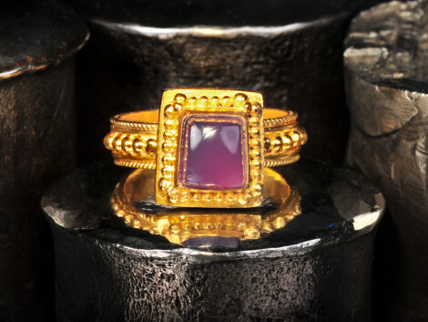 Purple Chalcedony & Gold Ring